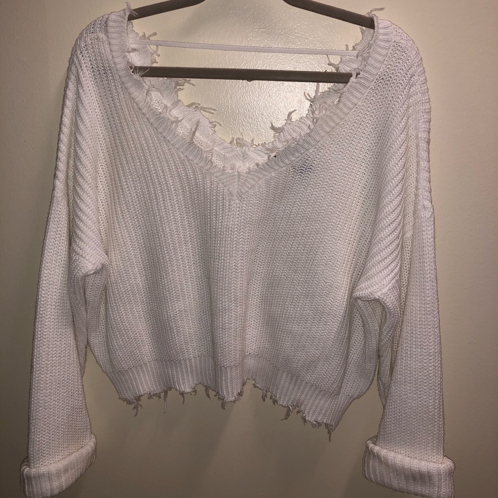 White Cropped Sweater
